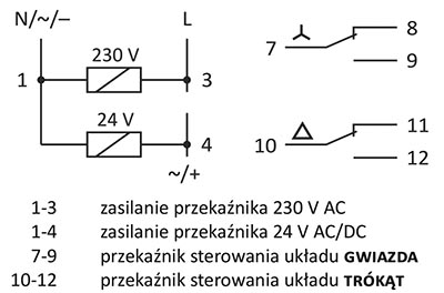 Sterownik czasowy PCG-417 DUO układ podąłczenia